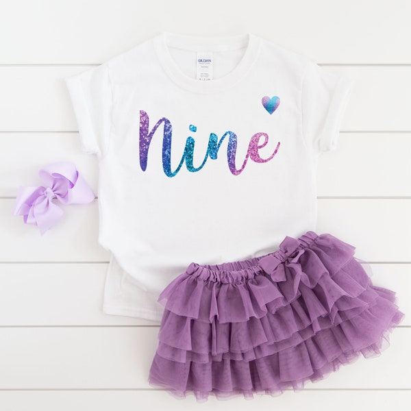 Ninth birthday shirt girl , nine, 9th birthday, 9th birthday shirt, 9th birthday girl, 9 year old girl gift, 9 year old birthday shirt