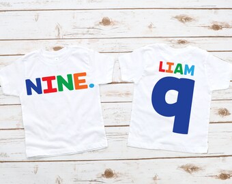 Boys 9TH nine birthday shirt, 9th birthday, ninth birthday shirt, 9th birthday party, 9th birthday gift, Personalized shirt, nine shirt