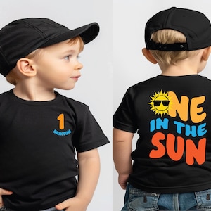 One in the Sun, beach birthday shirt, pool birthday , beach theme party, boy birthday shirt, 1st birthday shirt, Pool party boys birthday BLACK