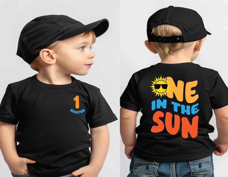 One in the Sun, beach birthday shirt, pool birthday , beach theme party, boy birthday shirt, 1st birthday shirt, Pool party boys birthday BLACK
