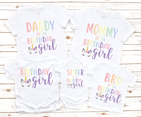 Unicorn Matching Family Pastel Rainbow Birthday Shirts, Unicorn
