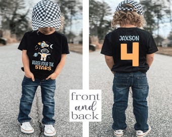 Reach four the stars, space birthday, space birthday shirt, 4th birthday shirt, rocket shirt, outer space birthday, space theme family shirt