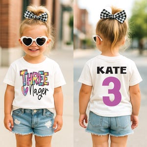 Threenager shirt,  3rd birthday shirt, Little Miss Threenager shirt, girl birthday shirt, 3rd birthday gift, 3rd birthday party, three shirt