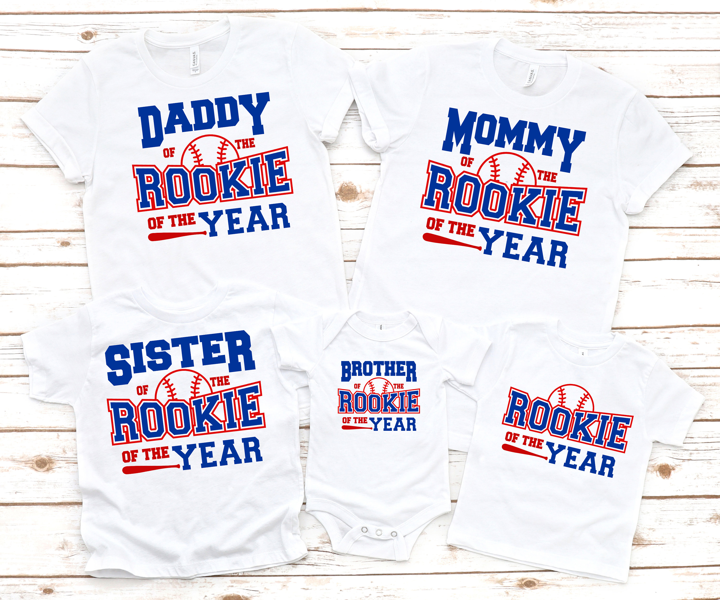 Kleding Jongenskleding Tops & T-shirts Rookie of the Year Family Baseball birthday shirts 