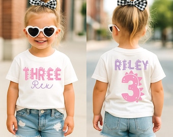 Three rex, Three rex shirt, Three rex girl, girl dinosaur birthday, three rex birthday, dinosaur birthday shirt, cute three rex shirt