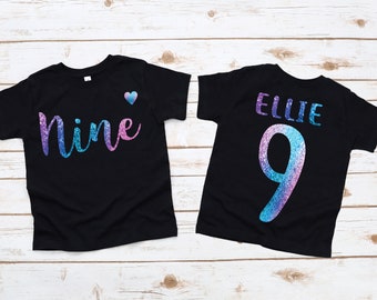 Ninth birthday shirt girl , nine, 9th birthday, 9th birthday shirt, 9th birthday girl, 9 year old girl gift, 9 year old birthday shirt