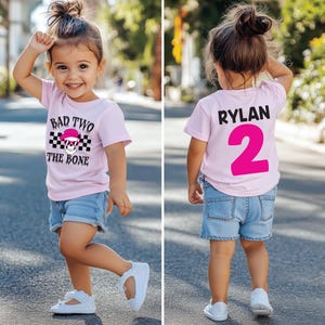 Bad two the bone, 2nd birthday shirt, skull birthday shirt, girl birthday shirt, toddler birthday, rock n roll birthday, bad 2 the bone tee