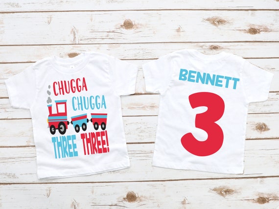 Train Boys Chugga Choo Three 3rd Birthday Shirt, Boys Second
