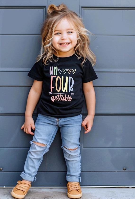 Girls un four gettable 4th birthday shirt, 4th birthday party, fourth birthday , rainbow shirt, custom birthday tank, cute girls shirt