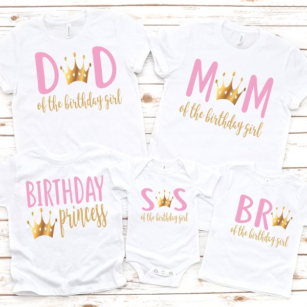 Family matching girl princess birthday shirts, birthday girl shirt, birthday girl party, princess theme party, girl birthday party