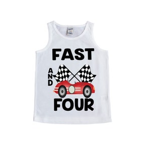 Fast and Four 4th Birthday Race Car Shirt, Racecar Birthday Shirt ...