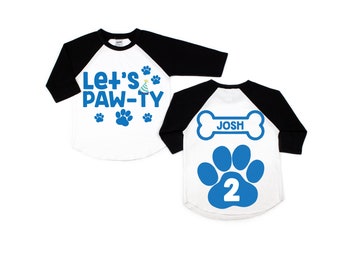 Dog puppy birthday shirt, boy birthday shirt, let's paw-ty, let's pawty, puppy birthday, dog birthday shirt, puppy party, dog birthday party