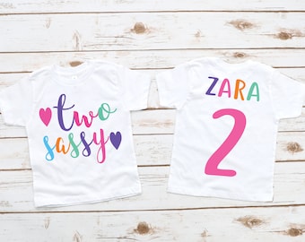 Two sassy girl 2nd second birthday party shirt,  2nd birthday outfit, two sassy shirt, girl birthday shirt, toddler birthday shirt, cute