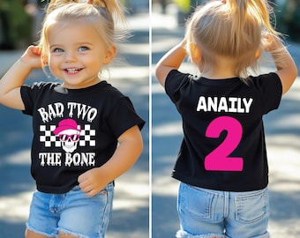 Bad two the bone, 2nd birthday shirt, skull birthday shirt, girl birthday shirt, toddler birthday, rock n roll birthday, bad 2 the bone tee