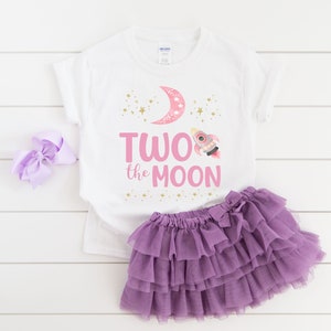 Two the moon girls outer space second 2nd birthday shirt , birthday girl shirt, space birthday theme , 2nd birthday outfit, girl birthday