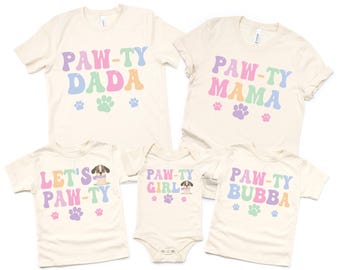 Let's pawty puppy birthday shirt, let's paw-ty, puppy birthday, dog birthday, puppy party, dog birthday party, pawty shirt, matching family