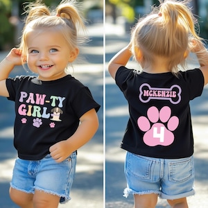 Let's pawty puppy birthday shirt, let's paw-ty, puppy birthday, dog birthday, puppy party, dog birthday party, pawty shirt, girl birthday BLACK