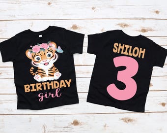 Tiger birthday shirt, girl birthday shirt, girl birthday party, tiger party, tiger birthday, tiger theme, girl birthday, custom tiger shirt