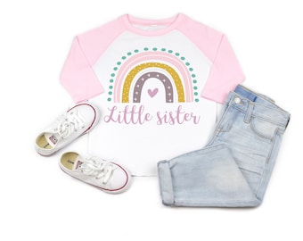 Little sister rainbow shirt, sister t-shirts, matching sister shirts, big sister shirt, middle sister shirt, cute toddler shirt