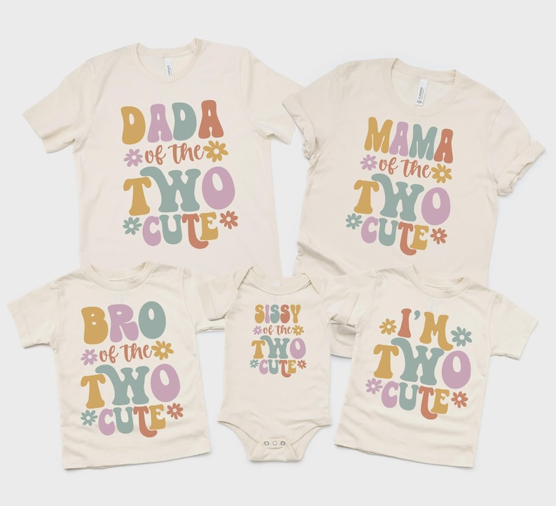 Two cute shirt, 2nd birthday shirt, birthday girl shirt, 2nd birthday outfit, toddler birthday shirt, retro groovy birthday girl , two year image 7