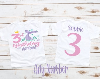 Mermaid girl birthday shirt, mermaid shirt, mermaid party, mermaid theme, under the sea, mermaid outfit, girl birthday shirt, birthday girl