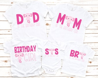 Family axolotl matching birthday girl shirts,  axolotl birthday, axolotl theme party, fish 1st, girl birthday shirt, birthday girl shirt