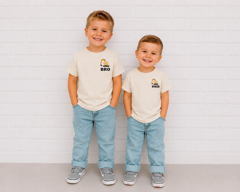 Excavator Birthday Shirt, Construction Party Toddler Tee, Personalized Digging It Top image 9