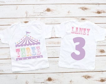 Camisa de cumpleaños de circo, camisa de cumpleaños de carnaval, fiesta de circo, fiesta de carnaval, circo pastel, niña de cumpleaños de circo, camisa de cumpleaños 3RD