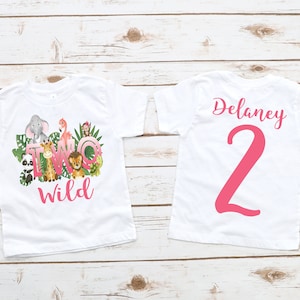 Two wild safari shirt floral zoo animal girls 2nd birthday ,  two wild party, wild one party,  two wild shirt, 2nd birthday gift, wild gift