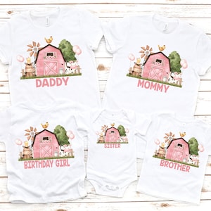 Family farm barn girl birthday shirts, farm birthday , barn theme birthday , farm birthday party, barnyard birthday, barnyard party, country