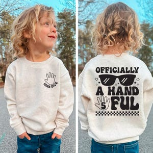 5th birthday shirt boy, officially a handful, 5th birthday, five year old boy shirt, handful shirt, boy birthday shirt, 5th birthday boy