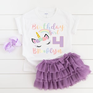 Unicorn girls pastel rainbow age name birthday shirt, unicorn party, unicorn birthday, unicorn outfit, personalized unicorn, unicorn shirt