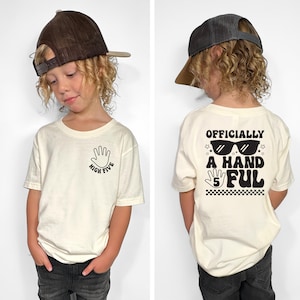 5th birthday shirt boy, officially a handful, 5th birthday, five year old boy shirt, handful shirt, boy birthday shirt, 5th birthday boy