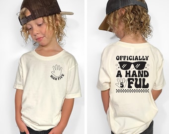 5th birthday shirt boy, officially a handful, 5th birthday, five year old boy shirt, handful shirt, boy birthday shirt, 5th birthday boy
