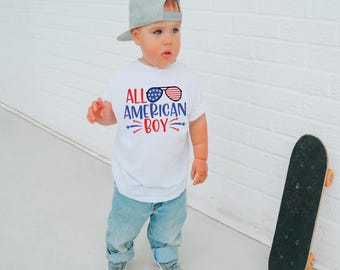 Memorial Day shirt, All American boy, 4th of July Shirt, Patriotic Shirt, Independence Day Shirt, personalized 4th of July, 4TH name shirt