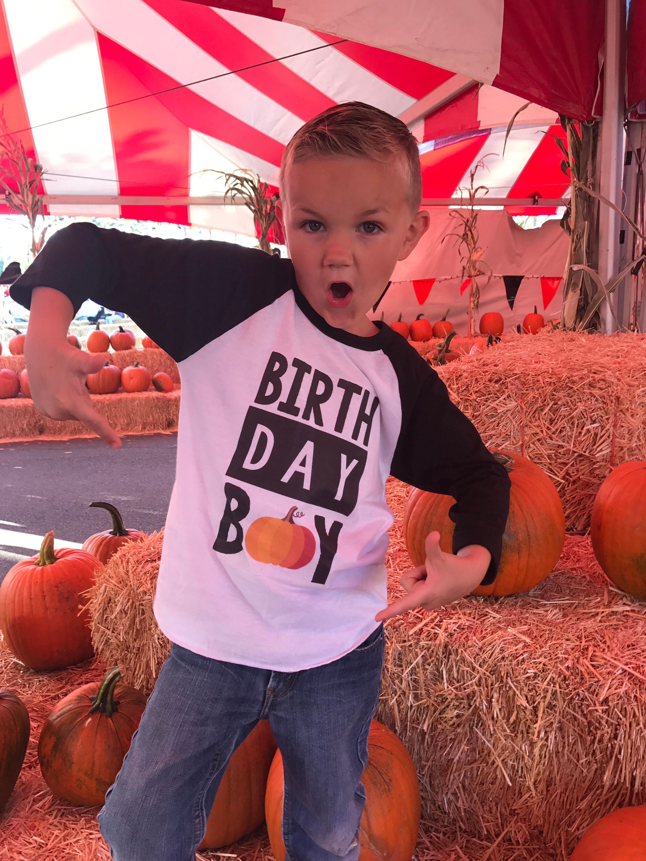 Birthday boy pumpkin halloween tshirt kids halloween shirt Etsy