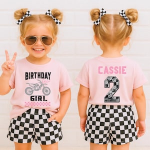 Girls Dirt Bike Birthday Shirt, Personalized Motocross Theme Tee for Any Age, Off-Road Adventure Party Outfit, Girls moto shirt, Dirtbike