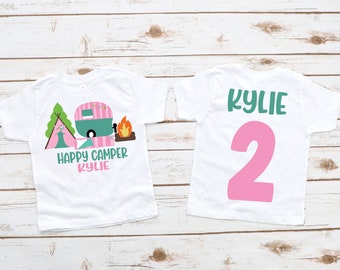 Happy camper custom birthday , one happy camper shirt, camping first birthday, camping girl birthday, camping theme party, girl camping