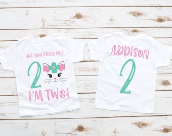 Cat birthday shirt, Kitty birthday shirt, cat birthday party, kitten shirt, are you kitten me, cat birthday outfit, 2nd birthday shirt