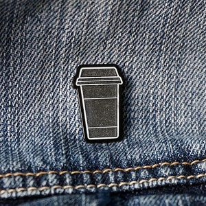 Minimalist Coffee Cup Pin (Glow in the Dark) | Black and White | Barista | Espresso | Food | Soft Enamel Pin | Lapel Pin