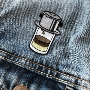 Vietnamese ijskoffie Phin opstrijkbare patch | Voedselpatch | Ca Phe Sua Da | Café Da | Vietnam | Kawaii schattig