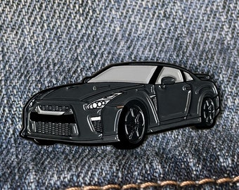 Nissan Skyline GT-R R35 (Gunmetal Grey) Car Pin | Sports Race Import Car | Soft Enamel Pin | Lapel Pin