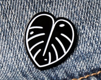 Minimalist Monstera Plant Pin | Black and White | Plant Lover | Botanical | Soft Enamel Pin | Lapel Pin