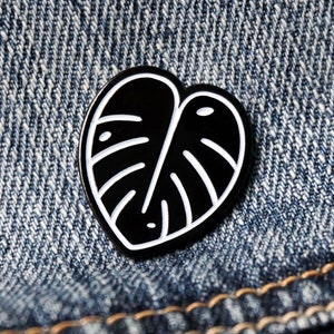 Minimalist Monstera Plant Pin | Black and White | Plant Lover | Botanical | Soft Enamel Pin | Lapel Pin