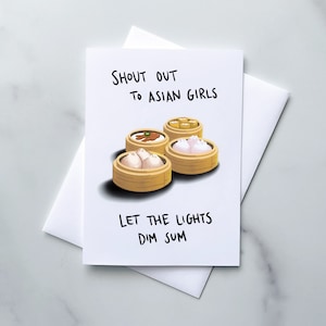 Drake Grußkarte 'Shout To Asian Girls, Let The Lights Dim Sum' | Blanko Karte + Umschlag | Foodie Rap Hip Hop