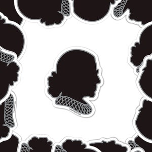 May include: A black and white silhouette of a woman with a white outline. The silhouette is repeated in a pattern around the edge of the image. The text "enpointeprints.com" is at the bottom of the image.