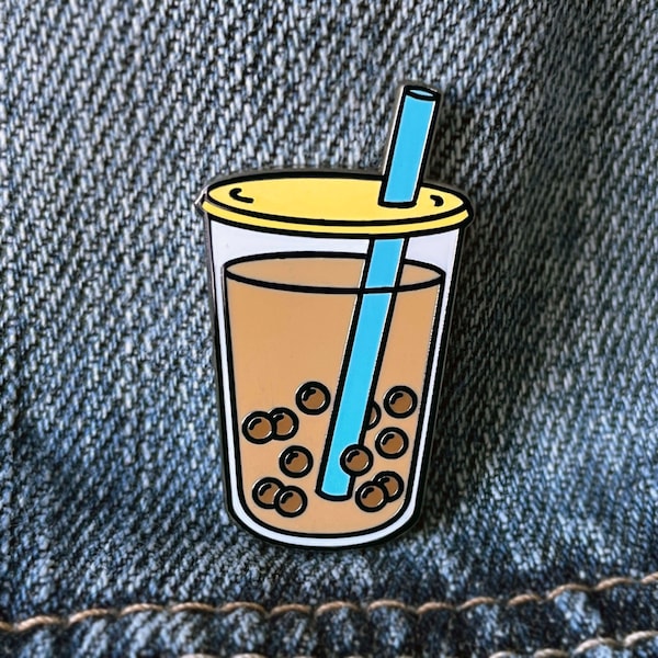 Boba Bubble Pearl Milk Tea Pin | Tapioca Pearl Balls | Dessert Food Pin | Taiwan | Hard Enamel Pin | Lapel Pin