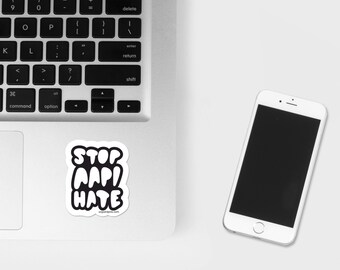 Charity Fundraiser Stop AAPI Hate Stop Asian Hate Vinyl Die Cut Waterproof Sticker Laptop Computer Hydroflask Water bottle Phone Case Decal