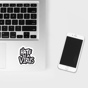 Charity Fundraiser Hate is a Virus Stop Asian Hate Vinyl Die Cut Waterproof Sticker Laptop Computer Hydroflask Water bottle Phone Case Decal