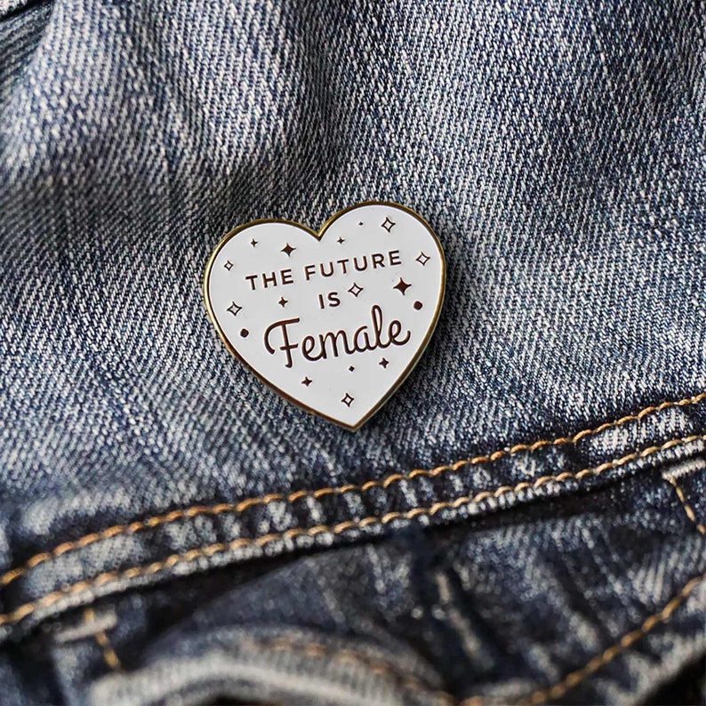 The Future is Female White and Gold Pin | Feminist | Feminism | Hard ...